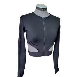 Swim Top Cut-Out Zip-Up Size XL Black NWT